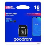 Goodram Microcard 16 GB karta pamięci micro SD HC UHS-I class 10, adapter SD (M1AA-0160R12)