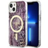 Guess Leopard MagSafe-Hülle für iPhone 14 – Rosa