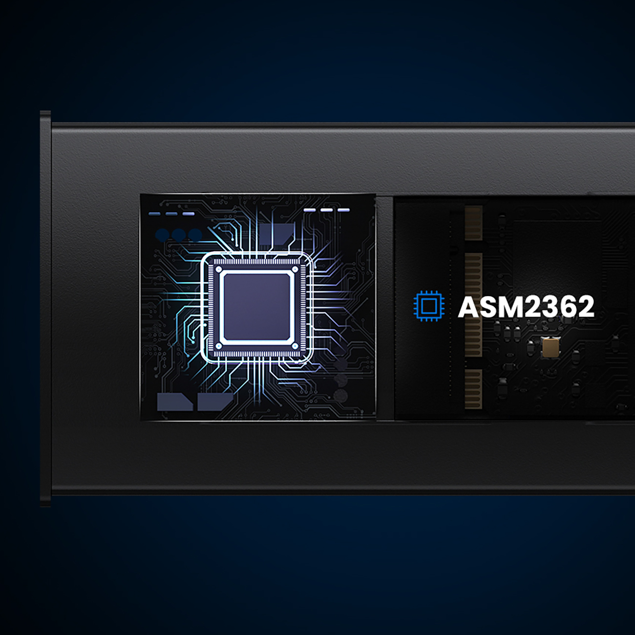 Visualization of the built RTL9210B chip in the Ugreen CM578 15512 housing for an M.2 NVMe 10Gbps disk