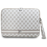 DKNY Sleeve Checkered Pattern Printed Stripes 16&quot; Laptop Case - Beige