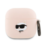 Karl Lagerfeld KLA4RUNCHP AirPods 4 Hülle rosa/rosa Silikon Choupette Head 3D