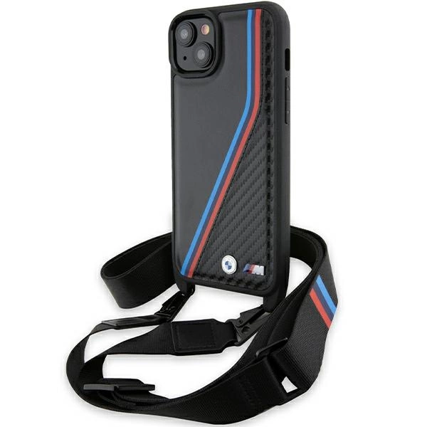 BMW M Edition Carbon Tricolor Lines & Strap case for iPhone 15 