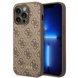 Guess iPhone 14 Pro Max 4G Metal Gold Logo Series Hülle – Braun