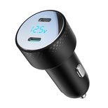 2x USB C 70W car charger with LED display Joyroom JR-CCD02 - black