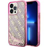 Guess GUHCP14XLC4PSGP iPhone 14 Pro Max 6.7" pink/pink hardcase Liquid Glitter 4G Transculent