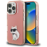 Karl Lagerfeld IML Aquarelle Choupette &amp; Logo iPhone 16 Pro Hülle – Rosa
