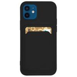 Kartenetui Silikon Wallet Case mit Kartenfach Dokumenten für Samsung Galaxy A22 4G Schwarz