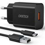 Choetech Quick Charge 3.0 18W 3A USB Wall Charger + USB - USB Type C cable black (Q5003)