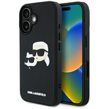 Karl Lagerfeld HC 3D Rubber Double Heads iPhone 16 Case - Black