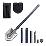 Wozinsky WSS-211 Überlebens- und Bushcraft-Schaufel, Multifunktionsmesser, Brecheisen, Feuersteinpfeife, Harpune, 21-in-1 - grau