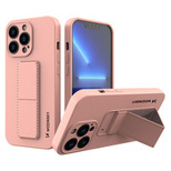 Wozinsky Kickstand Case iPhone 13 mini silicone case with stand pink