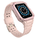 Protect Strap Band with Case for Apple Watch 9 / 8 / 7 / 6 / 5 / 4 / 3 / 2 / SE / SE2 (41 / 40 / 38mm) Case Armored Cover for Watch Pink