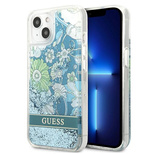 Guess GUHCP13MLFLSN iPhone 13 6.1&quot; green/green hardcase Flower Liquid Glitter