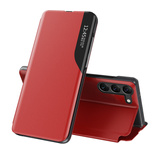 Eco Leather View Case Hülle für Samsung Galaxy S23+ mit Klappständer rot