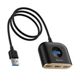 HUB Baseus Square USB-A auf 1x USB-A 3.2 Gen 1 / 3x USB 2.0 mit 1m Kabel - schwarz