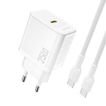 Ładowarka sieciowa Dudao A27CEU PD 25W GaN USB-C z kablem USB-C - biała