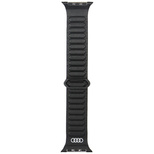 Magnetisches Ringarmband aus echtem Leder mit Audi-Logo für Apple Watch 44/45/46/49 mm – Schwarz