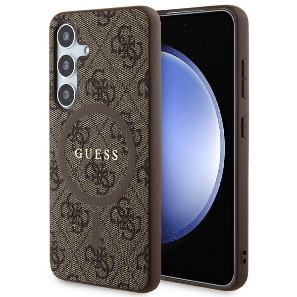 Guess 4G Collection Leather Metal Logo MagSafe Case for Samsung Galaxy S24 Brown