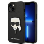 Karl Lagerfeld Saffiano Karl&#39;s Head Patch Case für iPhone 14 Plus – Schwarz