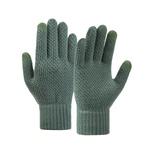 Winter braided phone gloves - green