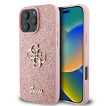 Guess Fixed Glitter Big 4G Hülle für iPhone 16 Pro – Rosa