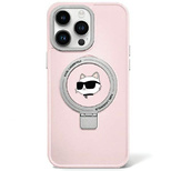 Karl Lagerfeld KLHMP15LHMRSCHP iPhone 15 Pro 6.1&quot; pink/pink hardcase Ring Stand Choupette Head MagSafe