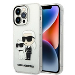 Karl Lagerfeld Glitter Karl&amp;Choupette case for iPhone 14 Pro - transparent