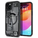 Spigen Ultra Hybrid Mag Case mit MagSafe für iPhone 15 Plus – Dunkelgrau (Zero One Pattern)