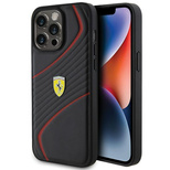 Ferrari Twist Metal Logo-Hülle für iPhone 15 Pro Max – Schwarz