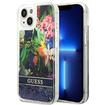 Guess GUHCP14MLFLSB iPhone 14 Plus 6.7 &quot;blue / blue hardcase Flower Liquid Glitter