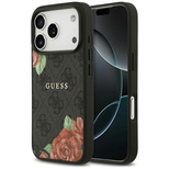 Etui Guess 4G Flowers Print MagSafe na iPhone 17 Pro Max - czarne
