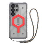 UAG Pathfinder Clear Magnet Bundle Magnetic Case and Wrist Strap for Samsung Galaxy S25 Ultra 5G - Gray/Red