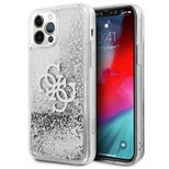 Etui Guess 4G Big Liquid Glitter na iPhone 12 Pro Max - srebrne