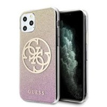 Guess GUHCN65PCUGLPGG iPhone 11 Pro Max różowo-złoty/gold pink hard case Glitter Gradient 4G Circle Logo