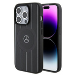 Mercedes Stripes Pattern Leather MagSafe case for iPhone 15 Pro Max - black