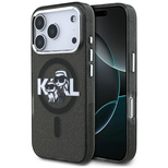 Karl Lagerfeld IML Glitter Karl &amp; Choupette Sketch Logo MagSafe Hülle für iPhone 17 Pro - Schwarz