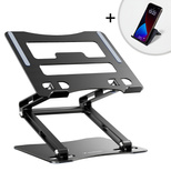 Laptop stand Wozinsky WRS-CPY75DSB aluminum + Free! smartphone stand - black