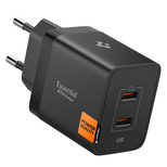 Spigen Essential EE472EU 2-Port USC-C 47W Wandladegerät – Schwarz