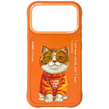 Etui Nimmy Glasses Cool Cat na iPhone 17 Pro - pomarańczowe