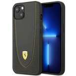 Ferrari FEHCP13MRGOG iPhone 13 6,1" schwarz/schwarzes Hardcase Leder mit gebogener Linie