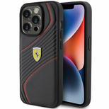 Ferrari Twist Metal Logo Hülle für iPhone 15 Pro – Schwarz