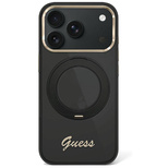 Guess IML Ring Stand 360 Script Metal Logo MagSafe Case for iPhone 17 Pro Max / 18 Pro Max - Black
