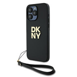 DKNY Wrist Strap Stock Logo case for iPhone 15 Pro Max - black