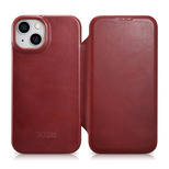 iCarer CE Oil Wax Premium Leather Folio Case iPhone 14 magnetische Klapphülle MagSafe rot (AKI14220705-RD)