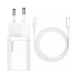 Baseus Cube 20W PD USB-C-Wandladegerät mit Baseus Superior Lightning PD 20W 1m Kabel – Weiß