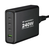Ładowarka sieciowa GaN Wozinsky WGCSB 240W USB-A / 3 x USB-C - czarna