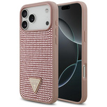 Guess Strass Dreieck Logo Hülle für iPhone 17 Pro Max - Rosa