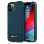 Guess GUHCP12LLSLMGBL iPhone 12 Pro Max 6.7&quot; blue/blue hardcase Metal Logo Script