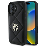 DKNY – Gesteppte iPhone 16-Hülle mit Stapellogo – Schwarz