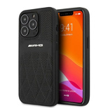 AMG AMHCP13LOSDBK iPhone 13 Pro / 13 6,1&quot; schwarz/schwarzes Hardcase Leder mit gebogenen Linien